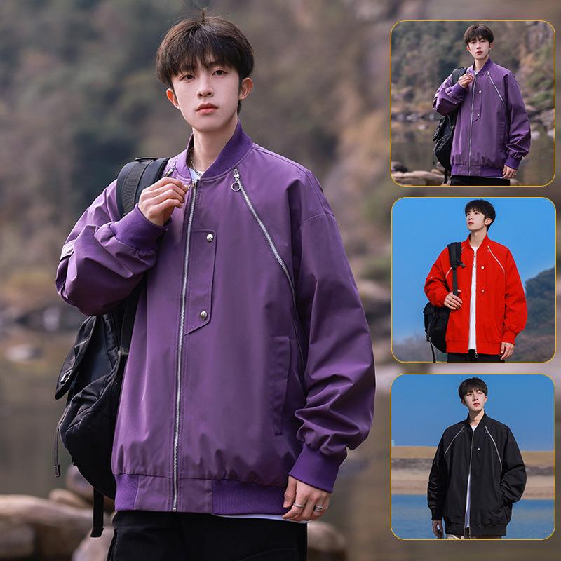 

Весенняя новая куртка с воротником-стойкой, мужская куртка на весну и осень, модная повседневная, свободная, с вышитым рисунком тыквы, из жаккарда 3XL