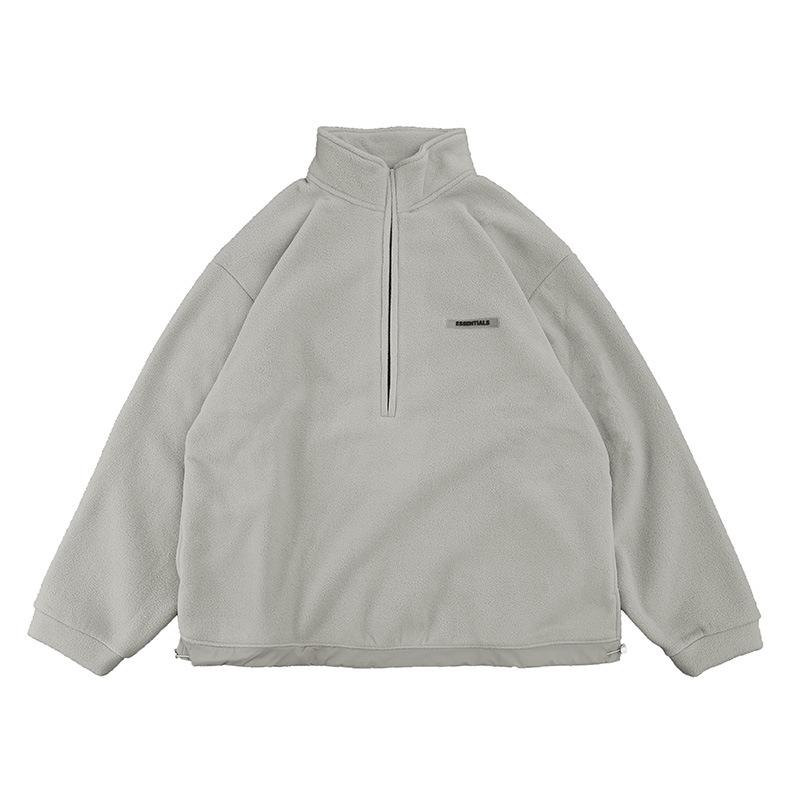 

Новый универсальный повседневный деловой свитер на весну и осень для мужчин с воротником-стойкой и длинными рукавами, повседневный свитер с капюшоном из жаккардовой вязки L серый