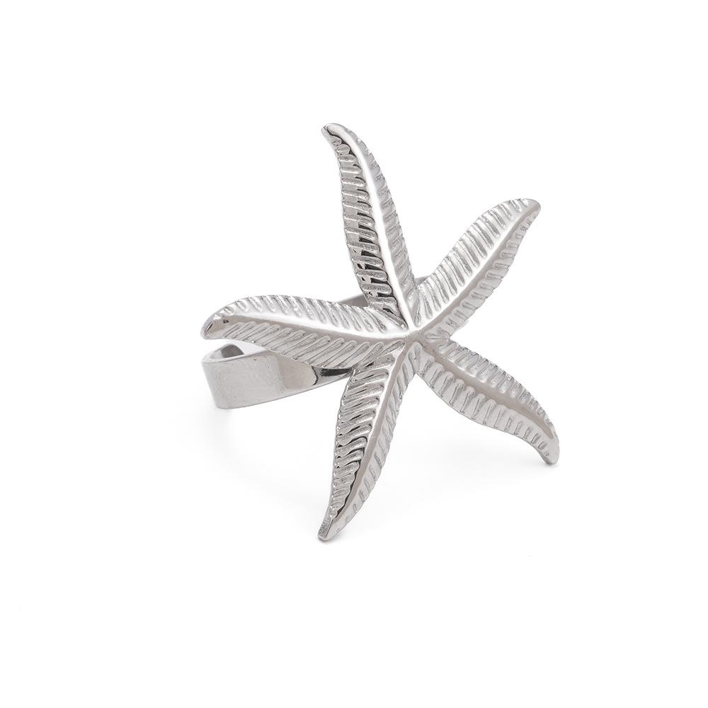 European American Starfish Stainless Steel Ring - Ocean Style Fashion Jewelry for Women