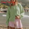 Street Style Dame Strikket Cardigan Med Knapper Til Forår Casual Brug