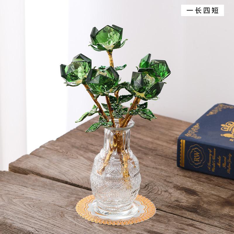 Mother's Day Crystal Crafts Rose Ornament Valentine's Day Girlfriend Wife Holiday Gifts Living Room Ornaments