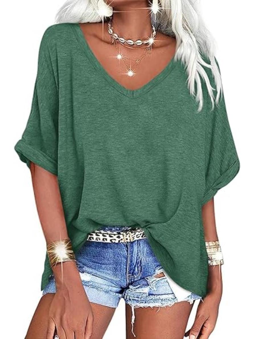 

2024 Европейская и американская женская повседневная футболка большого размера с коротким рукавом свободного кроя Medium