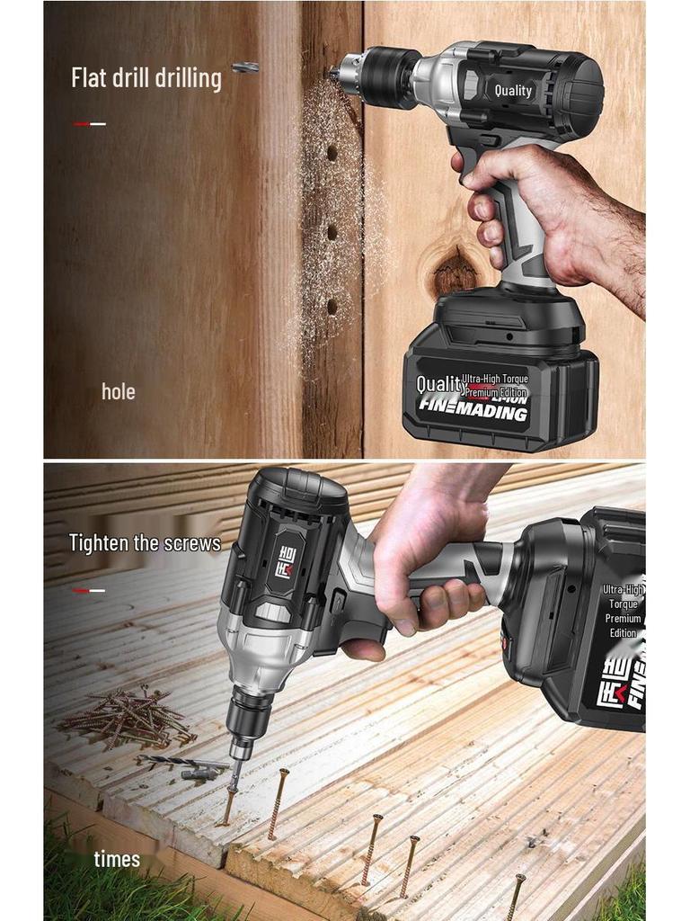High Torque Rechargeable Brushless Impact Wrench with Lithium Battery for Car Repair