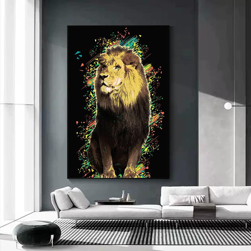 Abstrakte Löwe Giraffe Pferd Elefant Bild Leinwand Malerei farbige Tier Poster Druck für Kinderzimmer Home Dekoration Geschenke