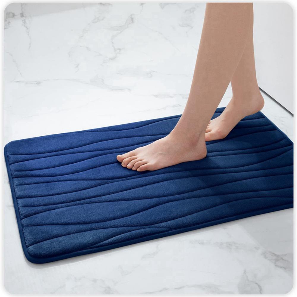 Wave Stripe Sponge Bathroom Cashmere Thickening Mat Bath Non-slip Carpets In Wash Basin Bathtub  Floor Rug Shower Room Doormat Memory Foam 3D Pad