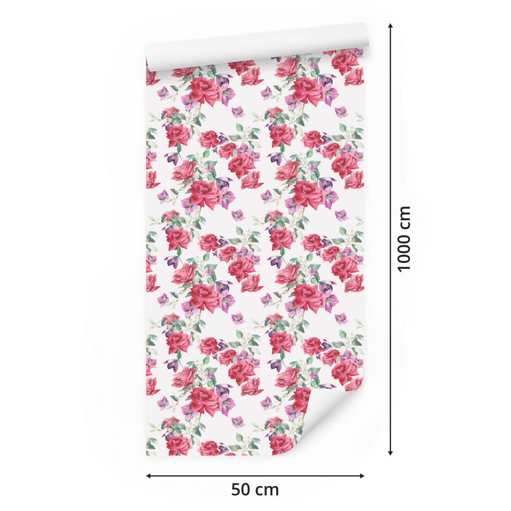 Roses leaves flowers wallpaper for living room and bedroom 50x1000
