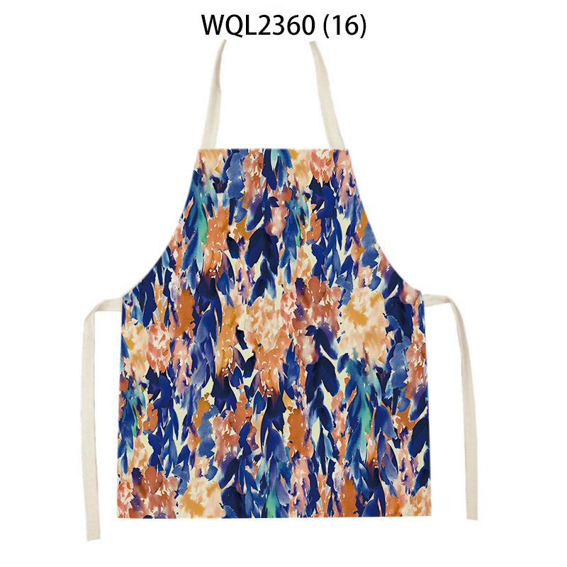 Flowers Pattern Kitchen Sleeveless Aprons Linen Bib Household Men Women Antifouling Clean Cooking Baking Waist Bib