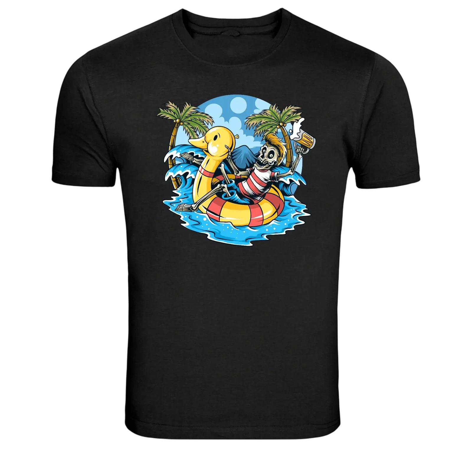 Skeleton Cocktail Surf Drink Graphic T Shirt Beach Party Tee XXXL
