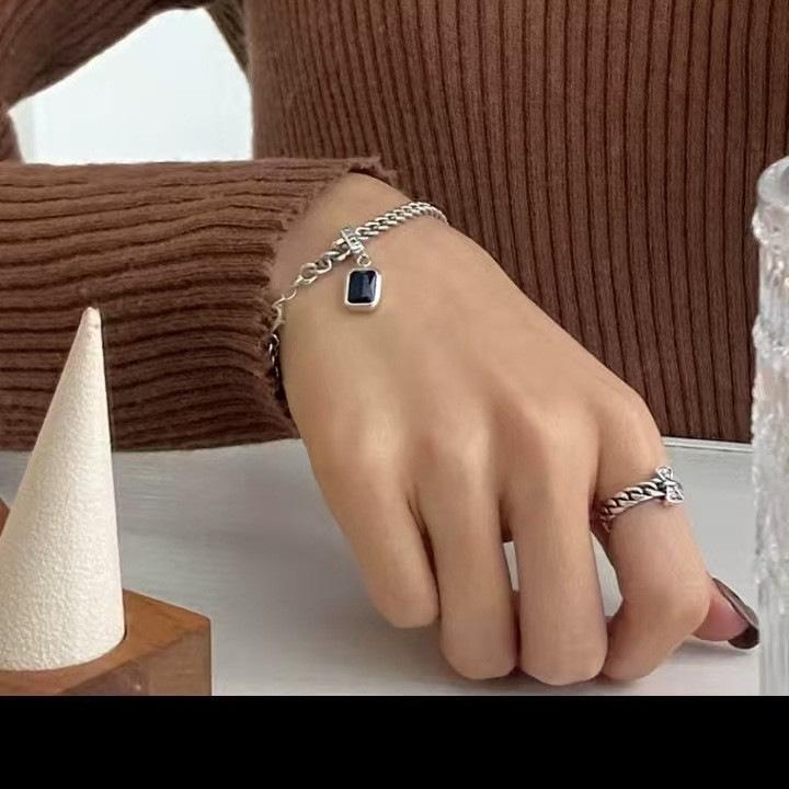 

Колье-цепочка с крупными звеньями из синего циркона, инкрустированного бриллиантами - Женский минималистичный счастливый дизайн для ключицы, тренд 2022