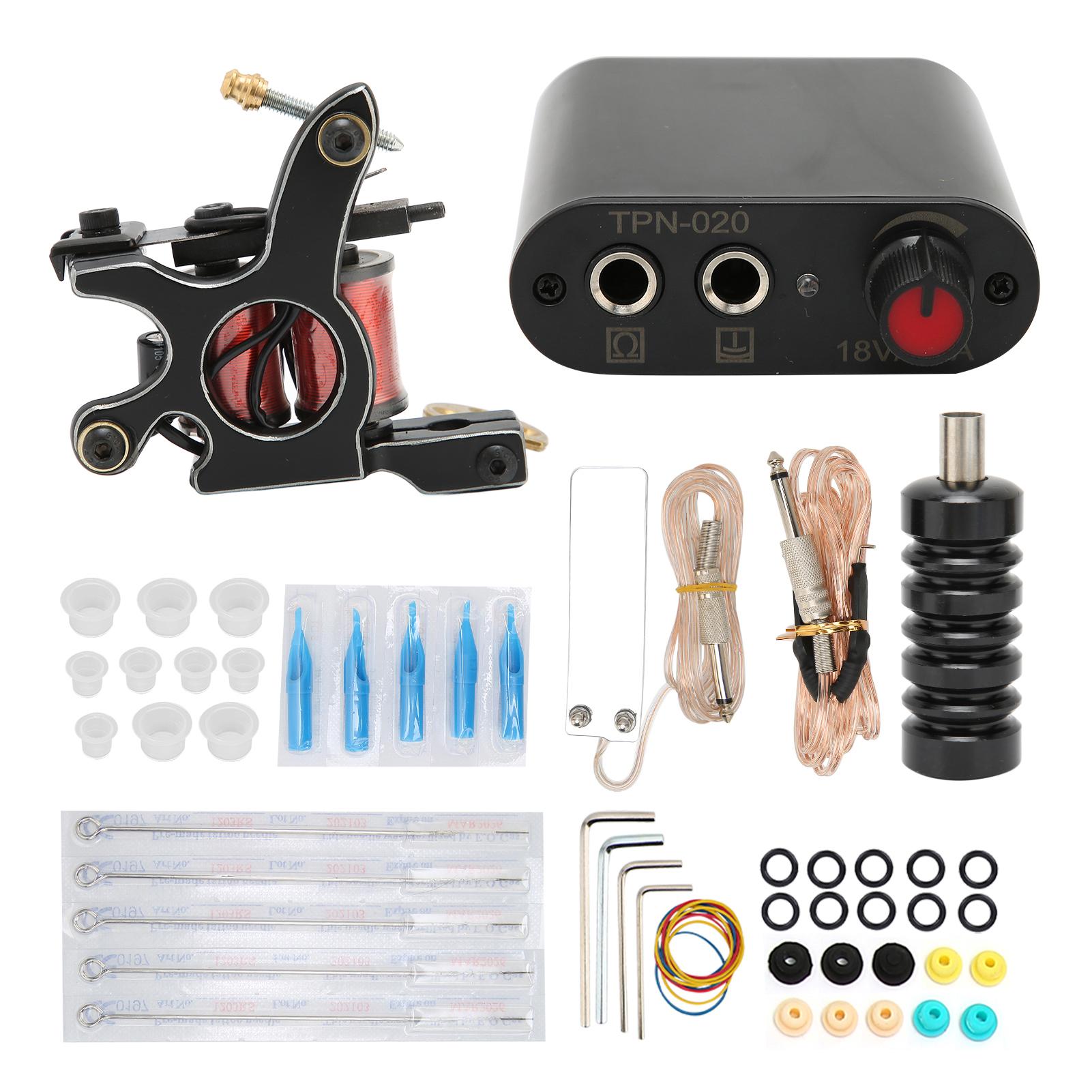 

Полный комплект тату-машинки, одноразовые иглы, блок питания, емкость для пигмента чернил для татуировок, вилка 90‑265 В US EU Plug