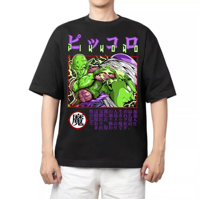 T-Shirt für Herren Dragon Ball Muster Gedruckt Sommer Retro Ausschnitt Locker Große Größe Vielseitig Kurzärmliges T-Shirt Kleidung Oberteil
