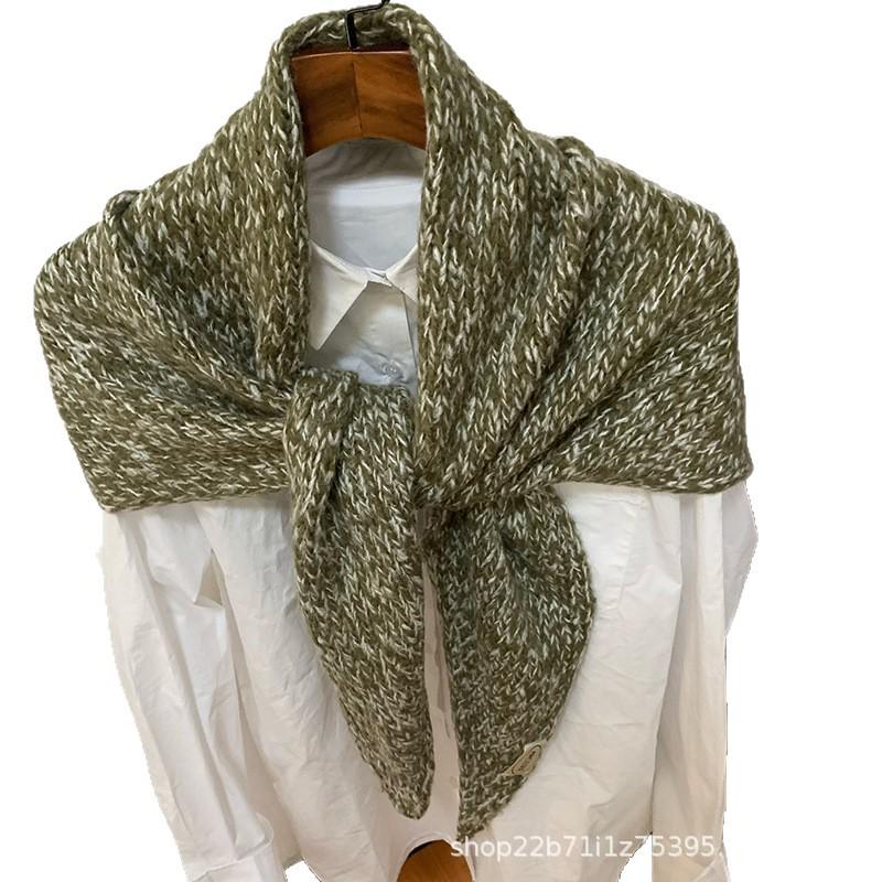 Falling Pool Wool Blend Cable Knit Oversized Triangle Shawl - Versatile & Warm Neck Gaiter for Autumn and Winter 175 cm темно-серого
