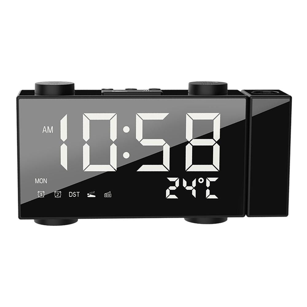 6 Inch Digital FM Projection Radio Alarm Clock 4 Brightness Adjustment 3 Time Displays Dual Alarm