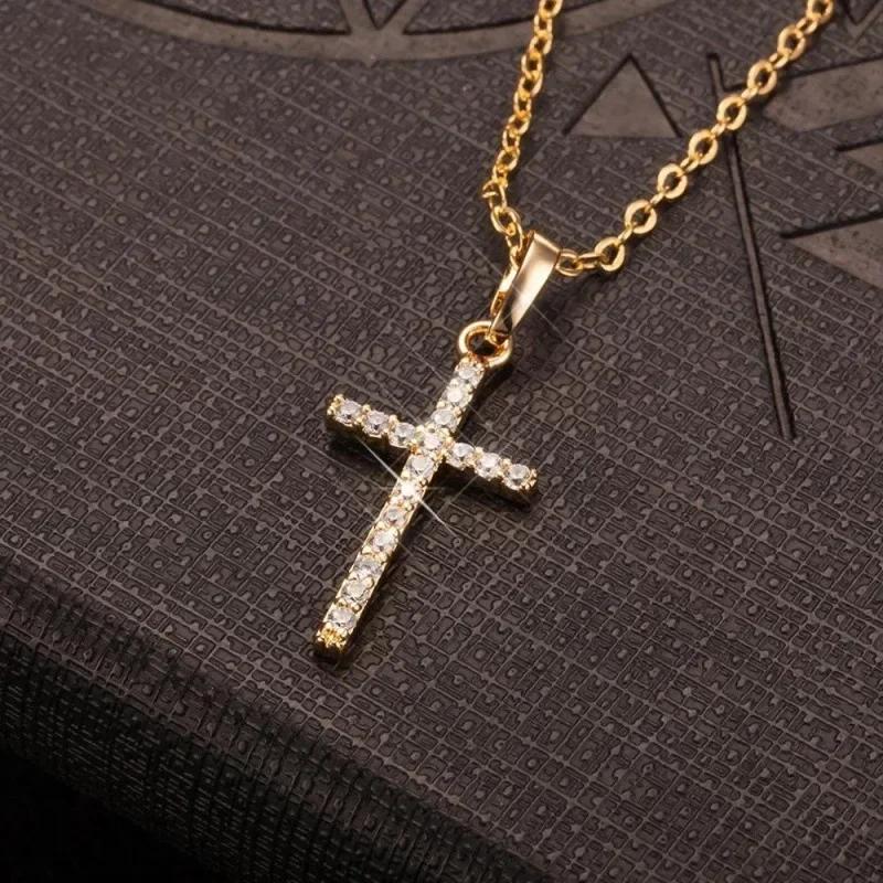 European and American Popular Jewelry, Rhinestone-inlaid Cross Necklace, Simple and Fashionable, Cross and Versatile Hanging