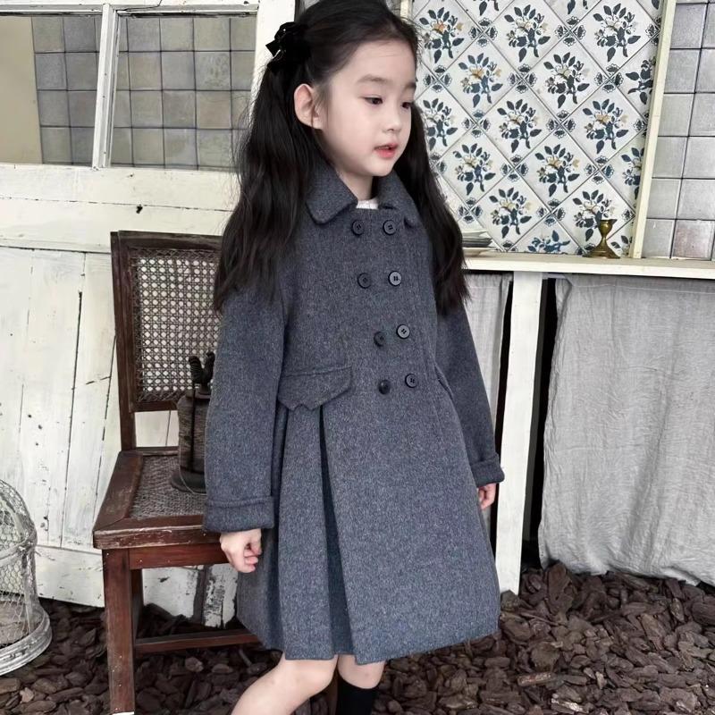 Girls Korean Double-sided Woolen Coat Children Clothing Spring Autumn Baby Stylish Children Woolen Coat