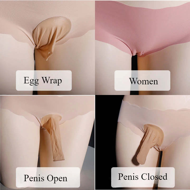 Hollow Back Sissy Lingerie Sexy Men Floral Lace Mesh See Through Panties Low-rise Penis Sleeve Underwear Gay Roleplay Nightwear