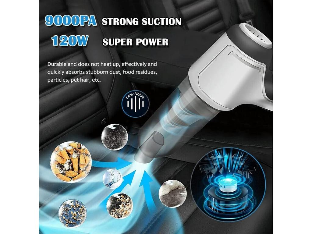 Cordless Car Vacuum 9kpa, 3-in-1 Handheld Air Duster & Keyboard Cleaner