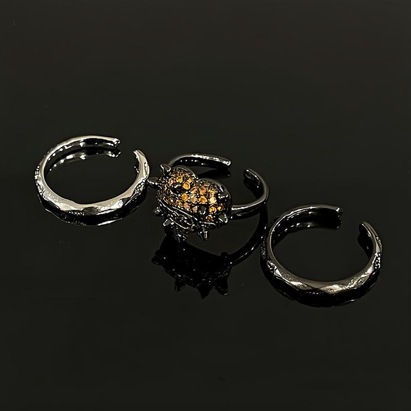 Folded Dark Love Irregular Stacking Open Ring Personality Retro Personality High Sense Niche Jewelry Ring