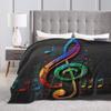 Colorful Musical Note Music Score  Blanket Soft Warm Flannel Throw Blanket Bedding for Bed Living Room Picnic Travel Home Couch