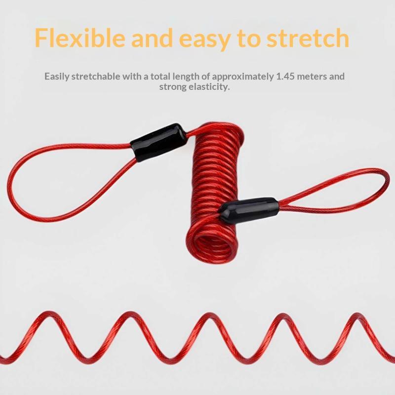 Bicycle Spring Cable Lock Anti-Theft Alarm Security Lock 1PC Durable Cut Proof for Scooters E-Bikes Public Parking
