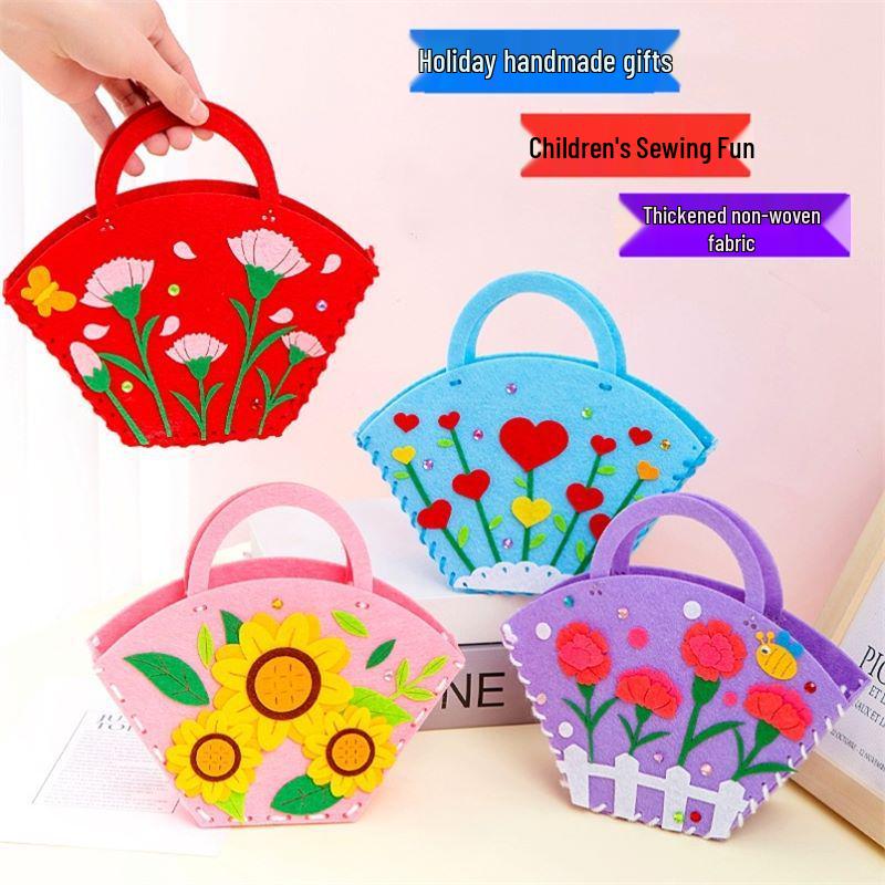 Mother's Day Bouquet Handbag DIY Sewing Kit – Fun Non-woven Fabric Gift for Kids To Make for Mom