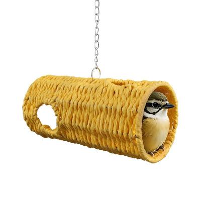 Casas de Pássaros para Exterior Rede de Balanço Suspensa Natural Ninho para Pássaro Túnel Tecido Gaiola Acessórios Habitats Brinquedos para Periquito