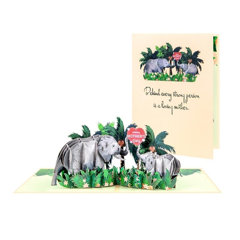 Popup Cards 3D Elephant Popup Birthday Card Popup Greetings Cards Gift Cards for Valentines Day,Mother Day,Birthday 1