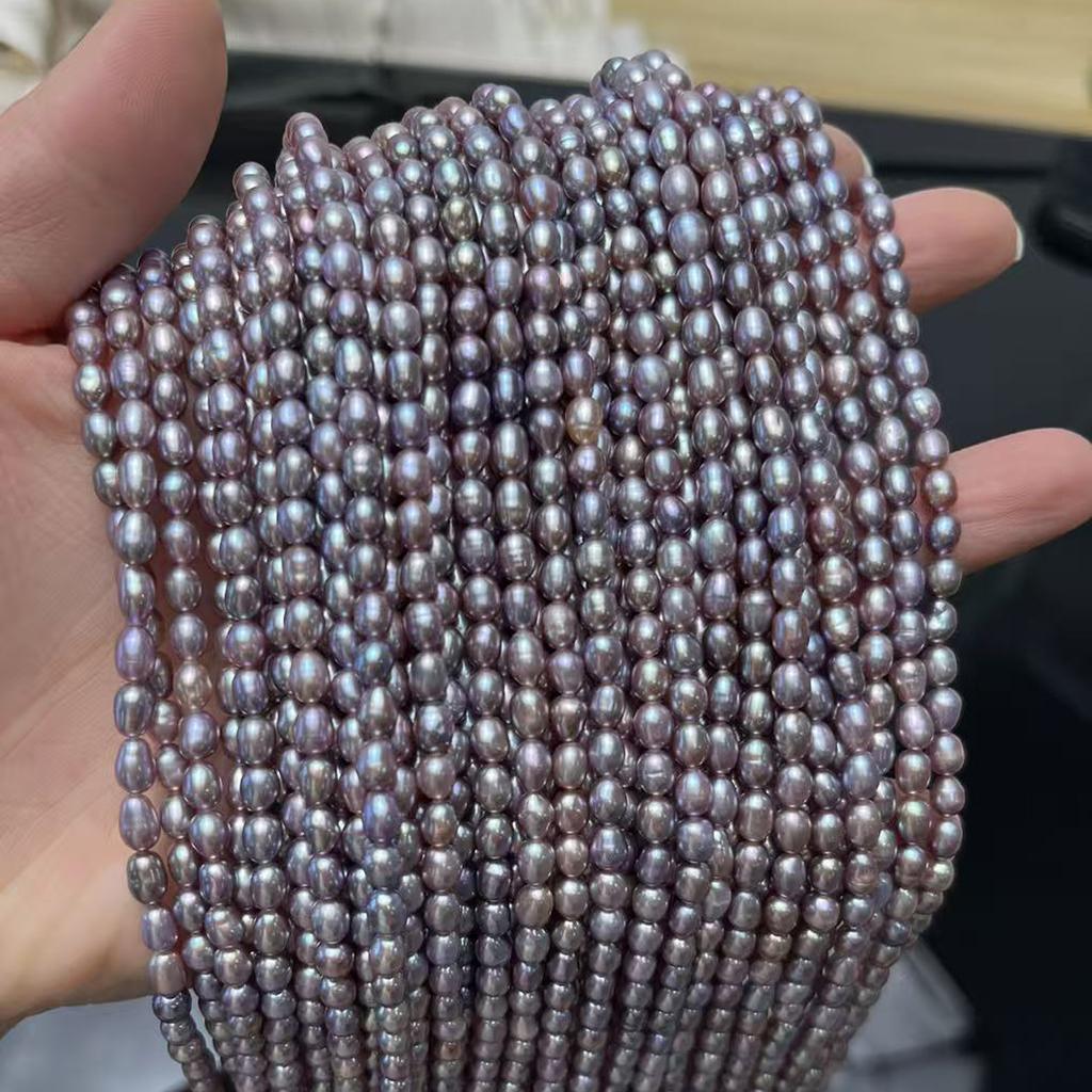 1String, Purple Natural Shell Mother of Pearl Beads, 4-5mm, Boho Handmade Rice Beads for Jewelry Making DIY Crafts, Valentines Day Gifts Bulk, 36cm