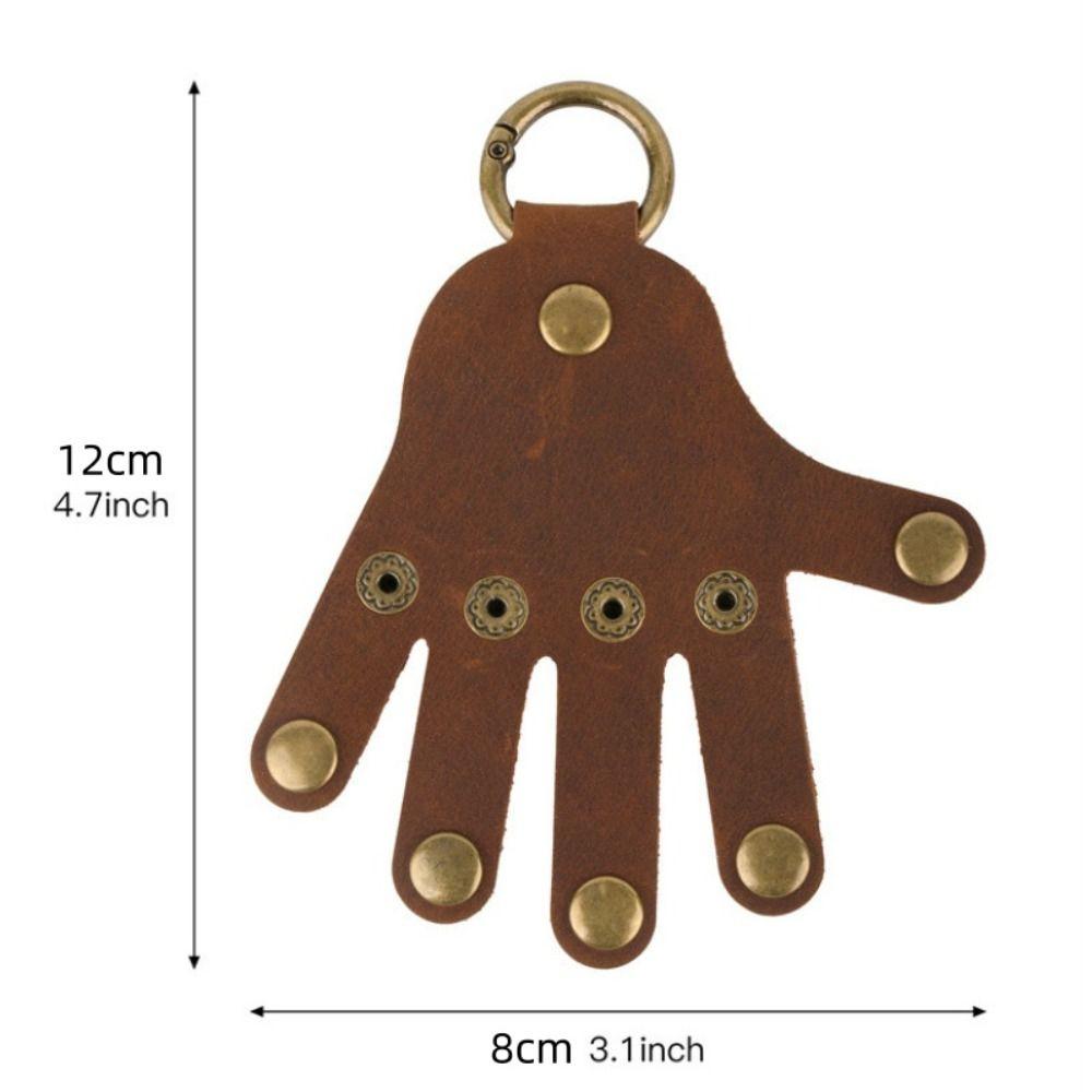 Cowhide Hand Shape Pendant Buckle Hand Keychain Holder Fashion Leather Keychain  Bag/key Decor