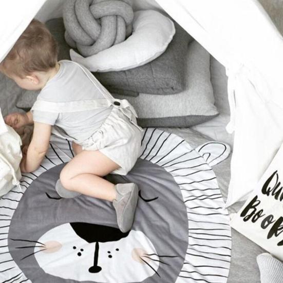 Bebek Oyun Matı Yumuşak Malzeme Bebek Emekleme Pedi Dairesel Tasarım Hayvan Desenli Bebek Aktivite Matı Bebek Emekleme Pedi