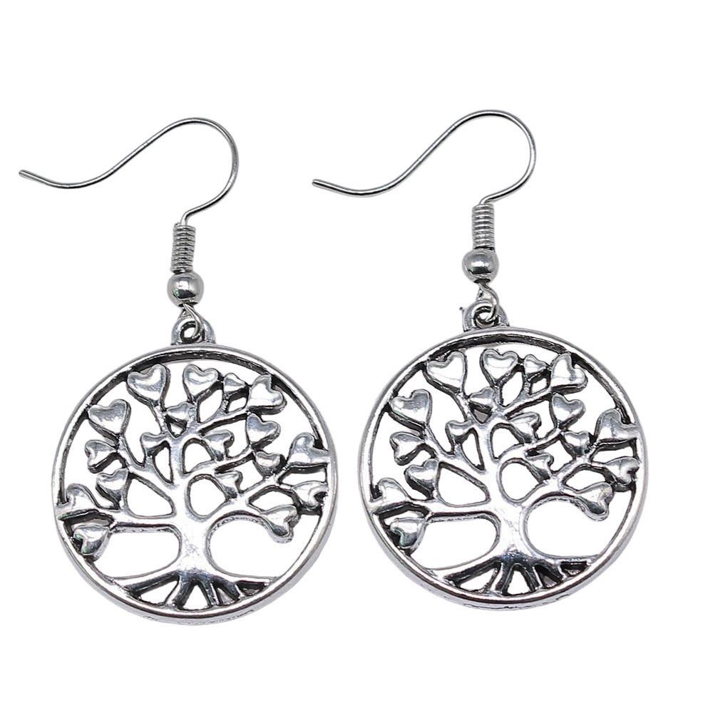 Tree Of Life Dangle Earrings Openwork Nature Boho Style Drop Jewelry For Female