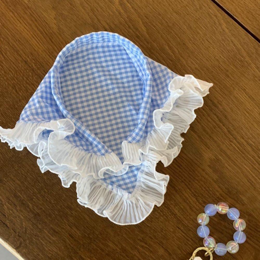 Soft Wrap Lace Hair Scarf Pastoral Style Lattice Hair Scarf Triangle Hair Band Strap  Women