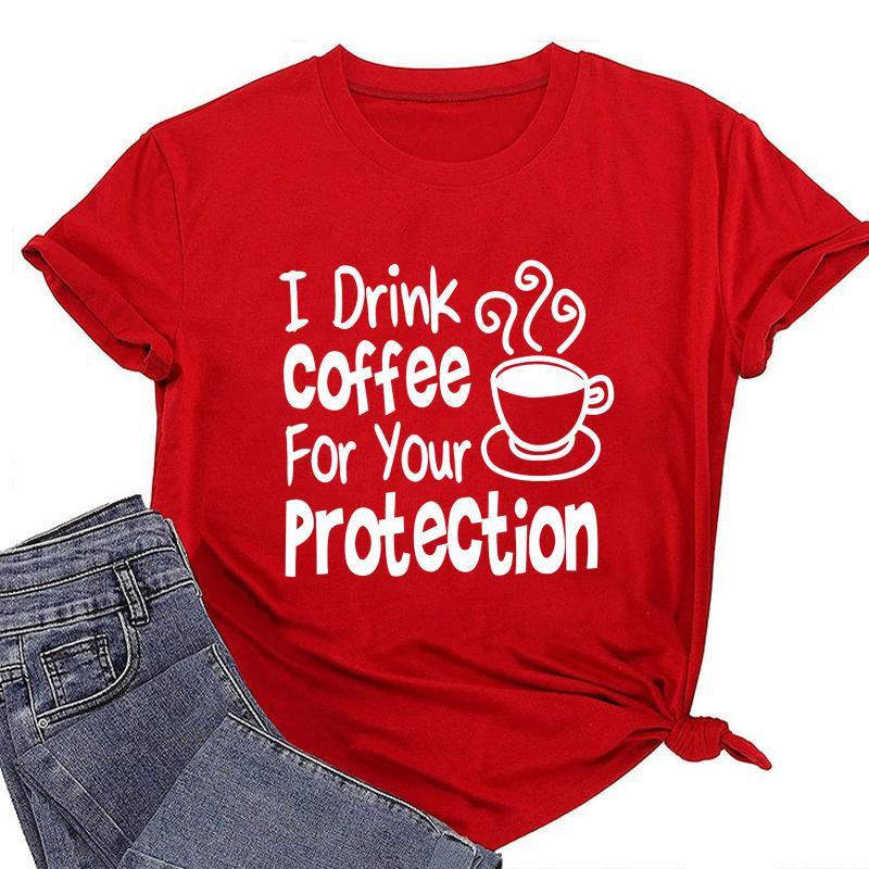ZIMOXUAN Bebo Café Para Tu Protección Camiseta, Camisetas Divertidas Para Amante del Café, Camiseta Sarcástica, Camiseta de Regalo Linda