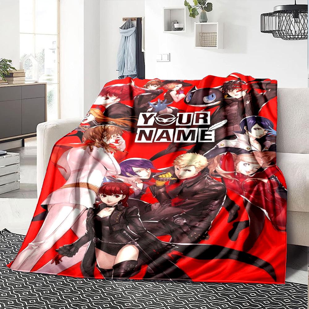 Name Custom Persona 5 Game Print Flannel Blanket High Quality Warm Comfortable Cover for All Seasons Perfect for Gifts Home Decor