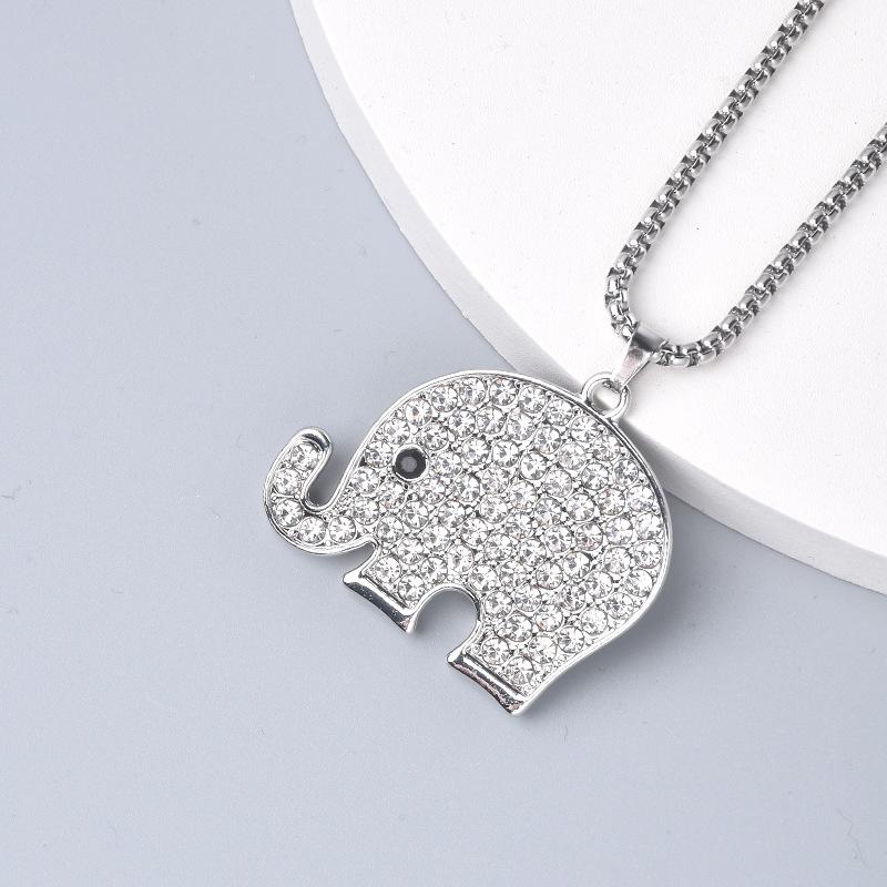 Trendy Cross-Border Rhinestone Pendant Necklace: Unisex Hip-Hop Style Stainless Steel Chain.