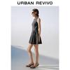 UR2026 Summer Women's Boat Neck Pleated Backless Dress