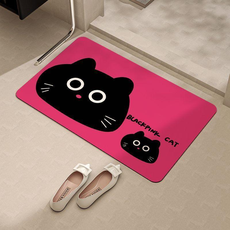 Entry Mat Entry Bathroom Mat Bathroom Absorbent Non-slip Mat Door Mat Carpet Foot Mat Cartoon Color Cat Mat