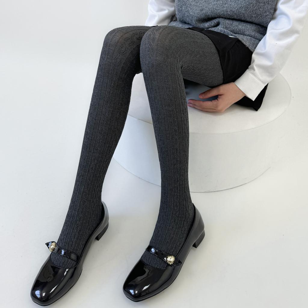Collant da Donna Autunno e Inverno Cotone Lavorato a Maglia Autocalzanti Fino alla Coscia Calze Lingerie Calzetteria Femminile Collant Lolita Calze