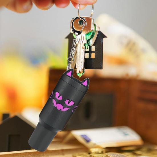 Mini Cup Keychain Container Halloween Themed Festive Face Cup Key