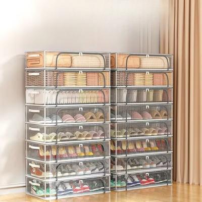Schuhaufbewahrungsbox, Transparente Aufbewahrungsbox für Schuhe und Stiefel, Keine Installation von Stahlrahmen, Faltbare Unterbettaufbewahrung, Staubdichte Schuhbox