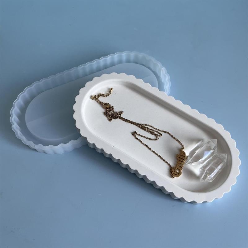 Jewelry Tray Silicone Moulds Oval Resin Tray Molds for Epoxy Resin Candle Holder Jewelry Storage Tray Home Decoration