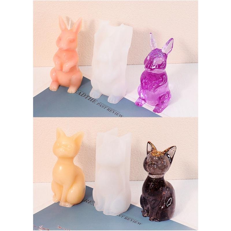 3D Tier Kerzenform, Katze Hund Kaninchen Kerzenform für DIY Kerzen Gipsornamente Heimdekorationen, Epoxidharz Gießen
