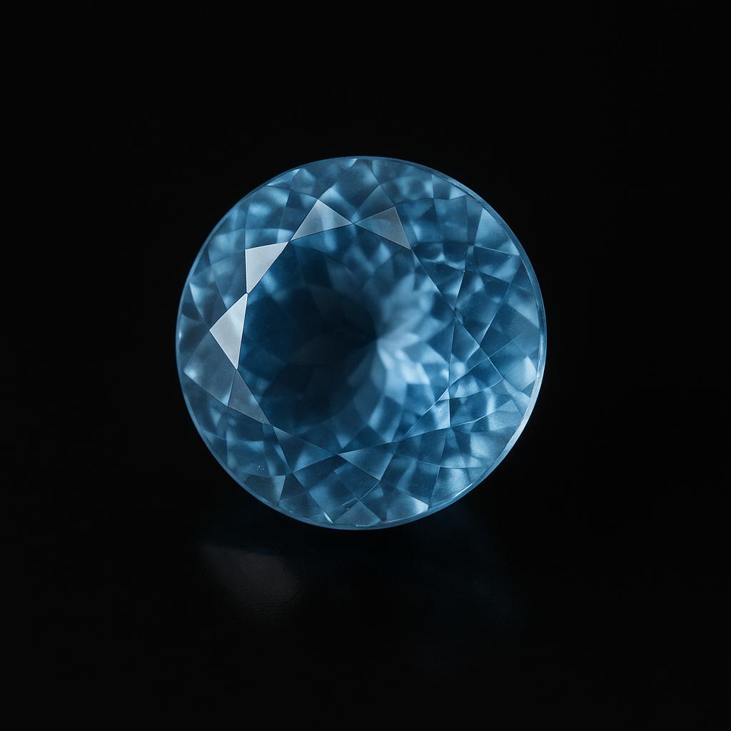 Naturalny akwamaryn, szlif okrągły, kolor oceanu niebieski, certyfikowany, 7,20 ct, luźny kamień szlachetny