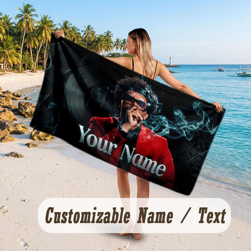 Custom Name Large Beach Towel,The Weeknd Quick Absorbent Towel For Outdoor Travel Poolside