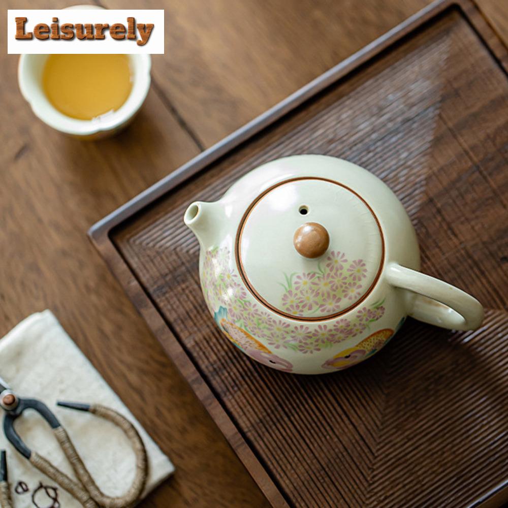 180ml Retro Ru Porcelain Teapot Chinese Koi Fish Xishi  Pot Tea Brewing Kettle Ancient Oolong Tea Drinkware Equipment Decoration