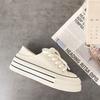 Milk white platform canvas shoes 2025 new summer new niche height increase casual board shoes pedal white shoes women's tide