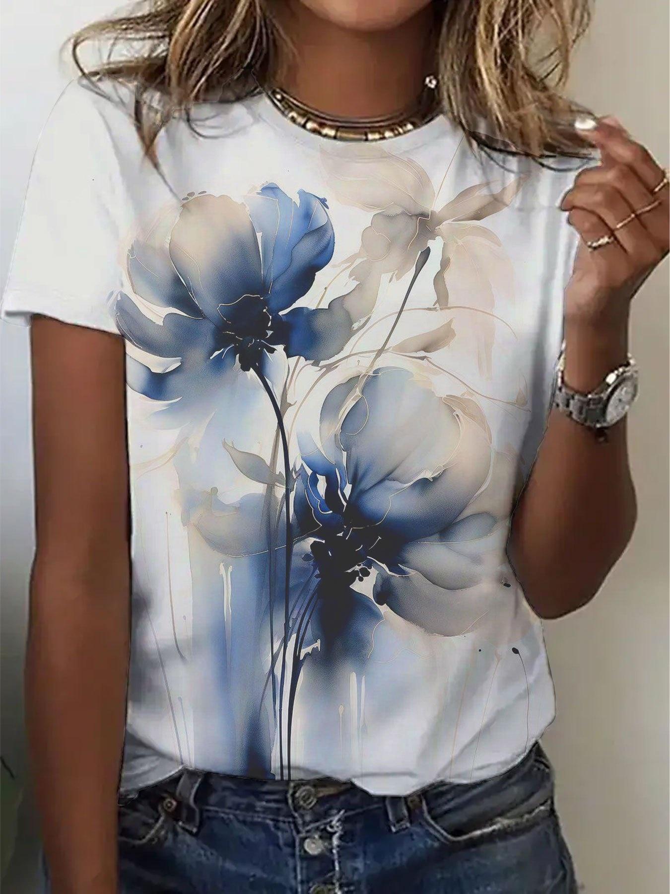 Summer women s crew neck short sleeves 4XL