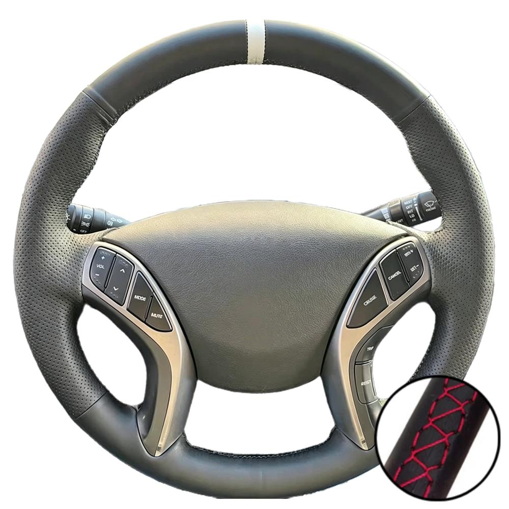 Car Accessories Hand-stitched Black Artificial Leather 2011-2016 Avante i30 2012-2016 Steering Wheel Cover For Hyundai Elantra