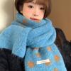 Soft Waxy White Polka Dots Blue Knitted Wool Scarf Women's Winter Warm and Cold Neck Scarf Korean High-end Sense