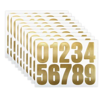 Number Stickers Large Approx. 20x40mm 10 Sheets [Gold] Gold Glossy